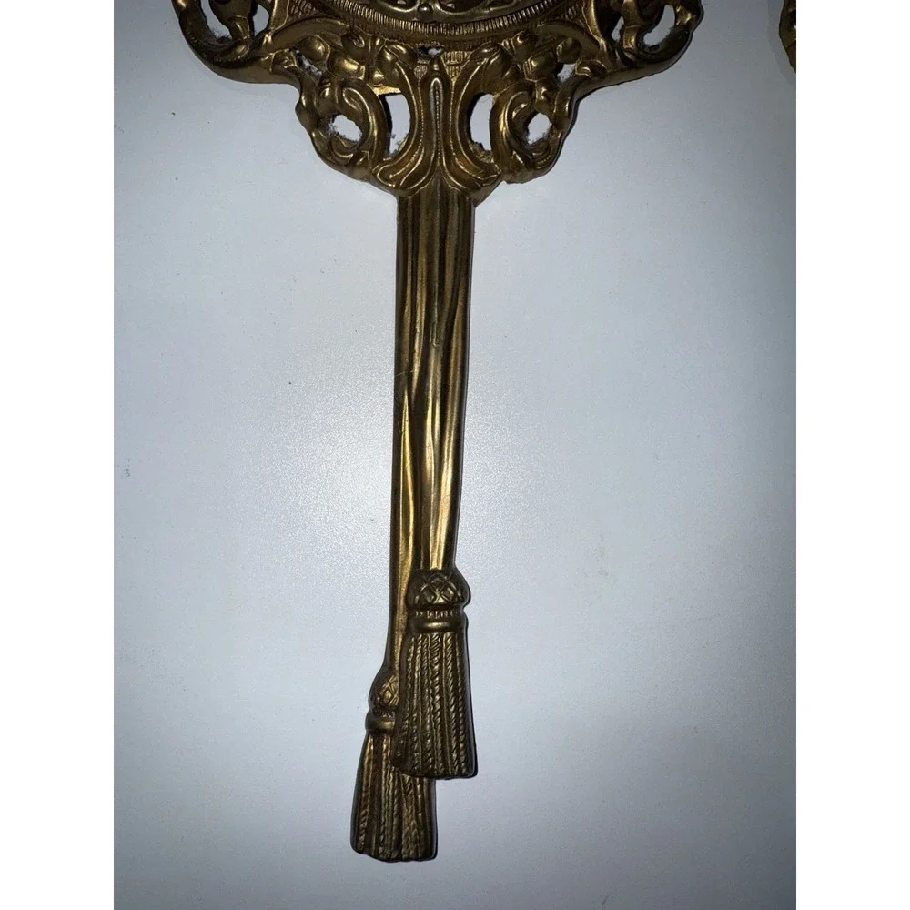 Vintage Victorian Brass Wall Hanging Plaques Art Deco Greek Figures Black‎